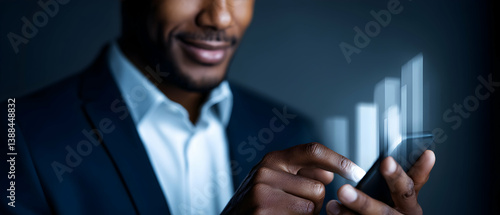 Businessman accessing online banking services for secure financial growth