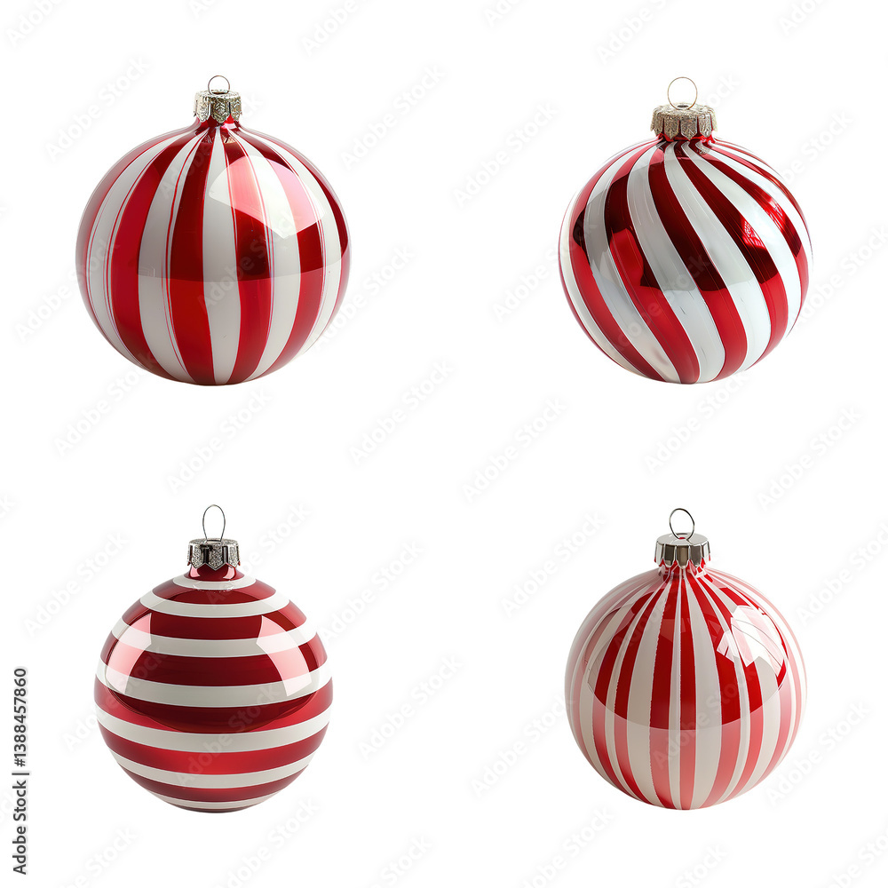 Red Baubles Set on Transparent Background Red Baubles Set on Transparent Background