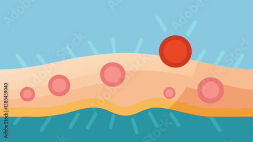 Microzoom Effect An illustration showcasing the skin at a microscopic level with exosomes being absorbed into the skin cells highlighting their role in promoting a more uniform
