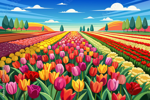 
 Save to Library
 Download the preview
 Crop preview
 Search for similar files
 
vector of File number:  998993074
Rainbow over green field with flowers and blue sky.