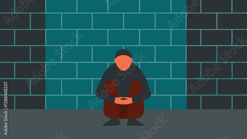 Isolation Wall A person sitting alone inside a wall constructed of bricks with words like fear doubt and guilt painted on them highlighting how manipulation can lead to emotional