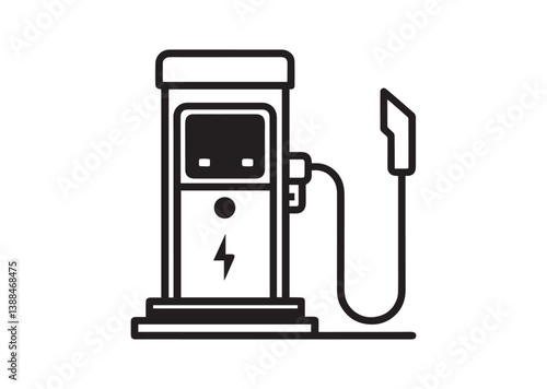 Gas pump icon, Gas pump and electric charge station silhouette vector