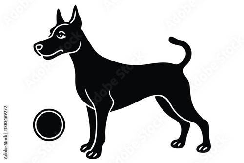 A variant style set of dog silhouette vector. Flat black color dog playing illustration design, dogs symbol isolated on a white background.