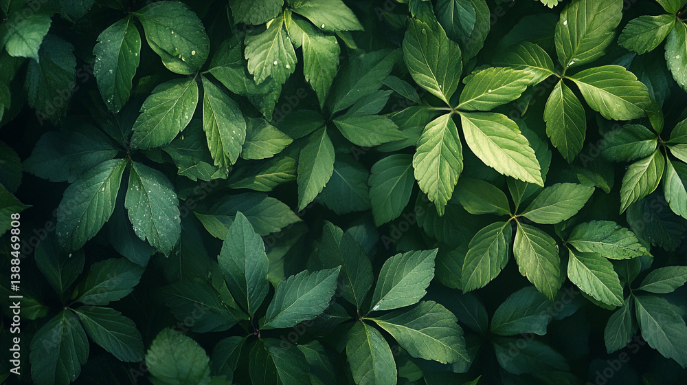 A dense collection of green leaves with visible veins creating a natural and vibrant background texture. A dense collection of green leaves with visible veins creating a natural and vibrant background texture.