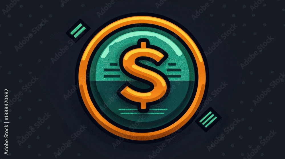 Fototapeta premium Digital Dollar Icon: Modern Finance Illustration