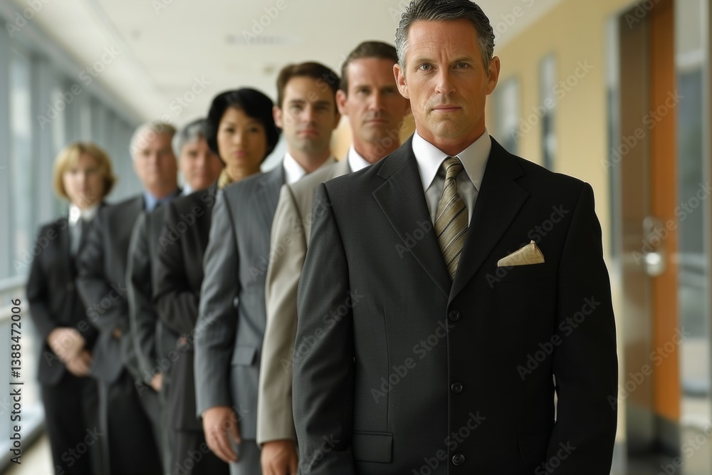 Group of business people standing in a row looking at the camera. Group of business people standing in a row looking at the camera.