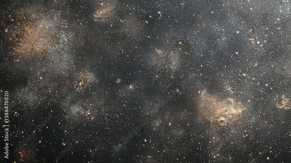 A dark textured surface with speckled highlights and patches A dark textured surface with speckled highlights and patches