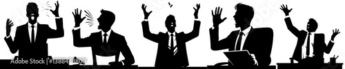 angry boss screaming silhouette vector set