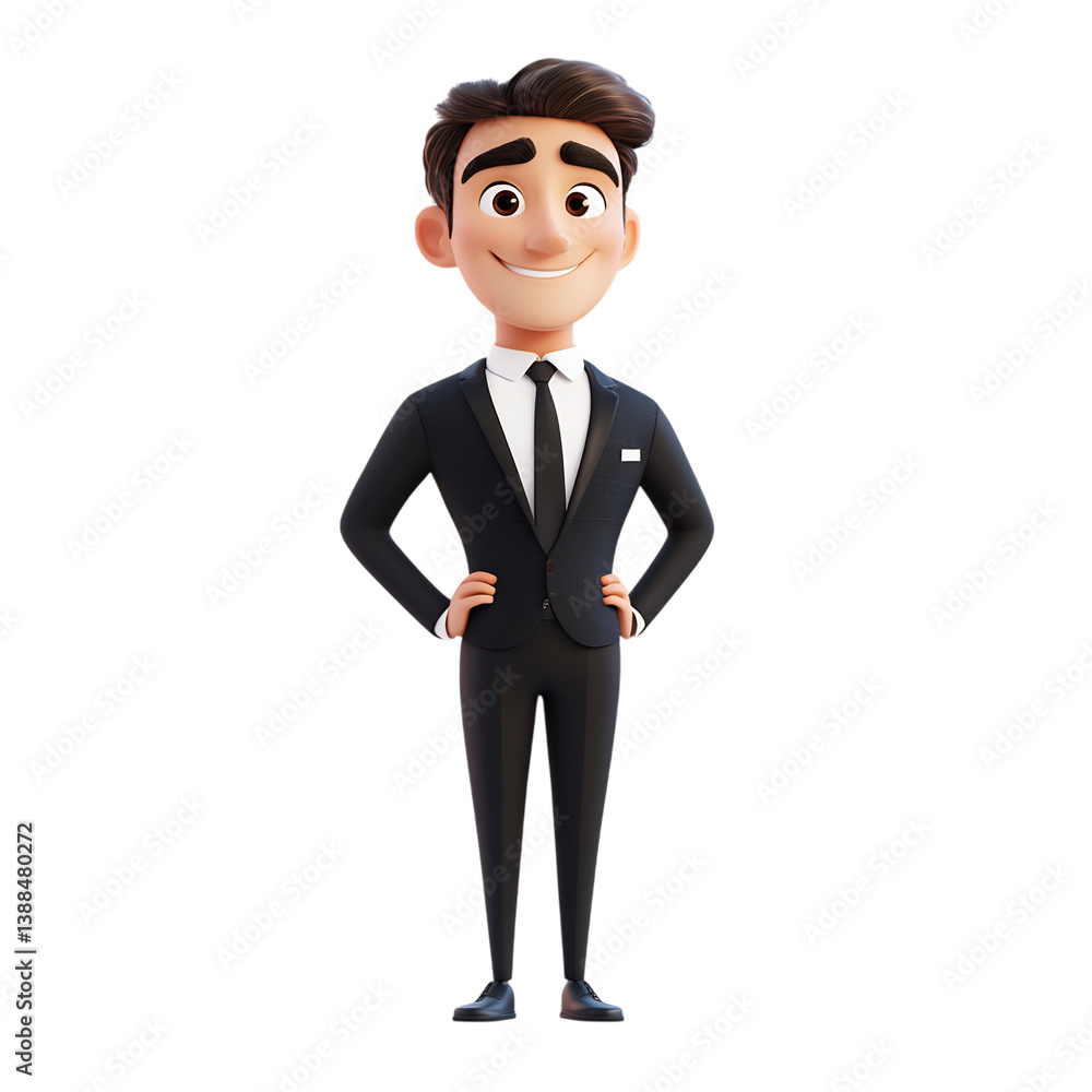 Charming Cartoon Character in Suit Isolated on Transparent Background Charming Cartoon Character in Suit Isolated on Transparent Background