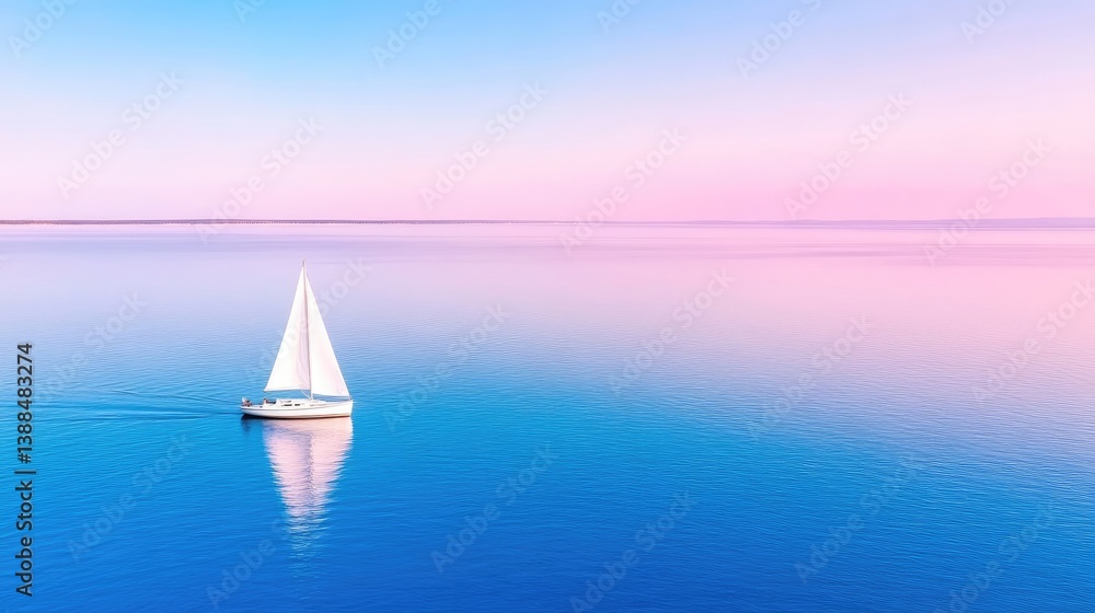 Obraz premium Calm tranquil sailboat on serene water
