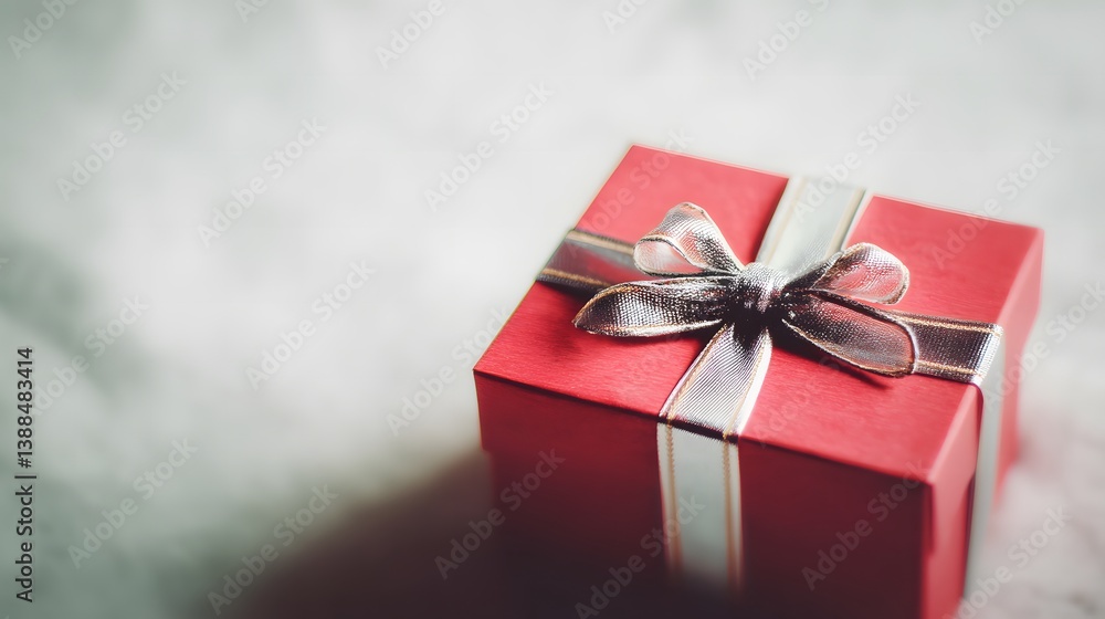 Elegant Red Gift Box with Ribbon and Bow Elegant Red Gift Box with Ribbon and Bow