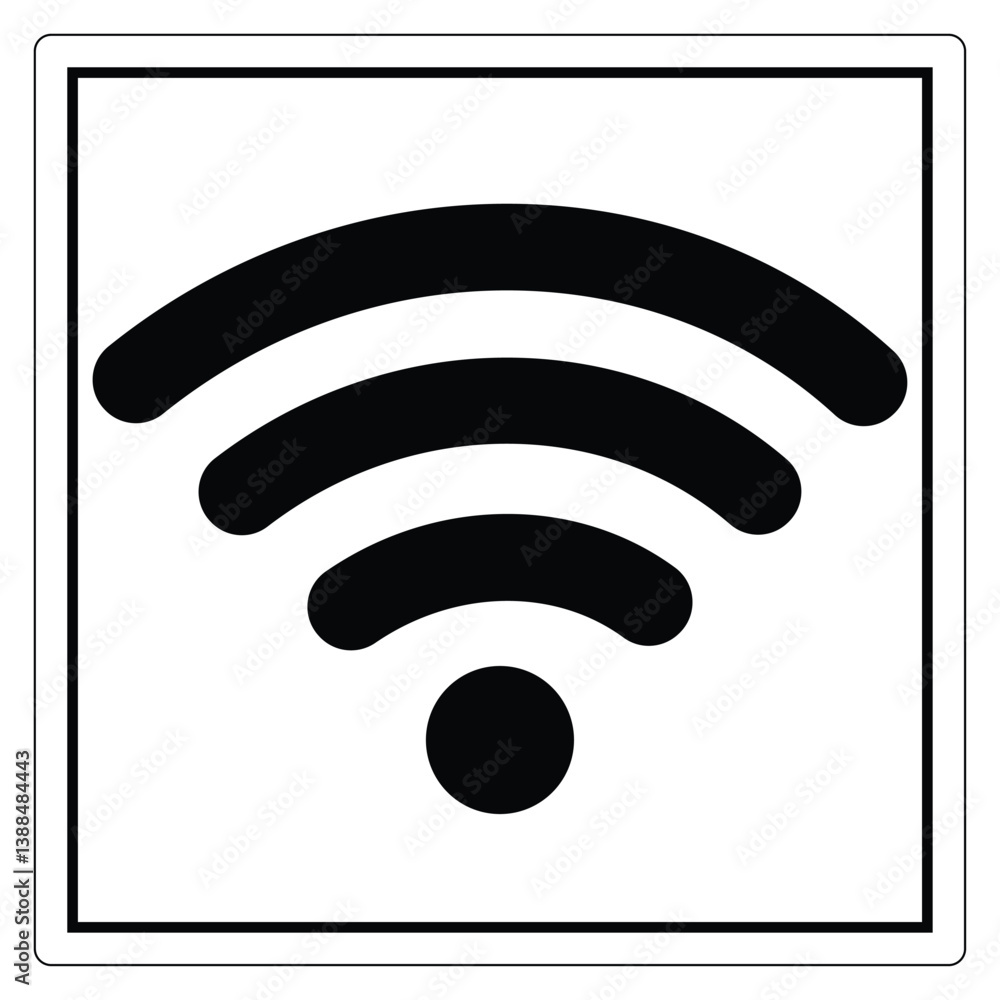 Simple Black Wi-Fi Icon on White Background Signifying Connectivity and Internet Access for Digital Communication Simple Black Wi-Fi Icon on White Background Signifying Connectivity and Internet Access for Digital Communication