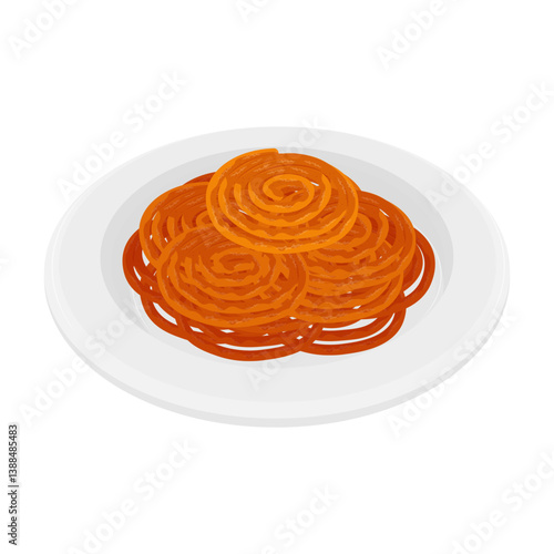 Vector Illustration Logo Clipart Pile of a Traditional Indian Sweet Snack Jalebi 
