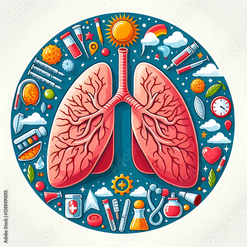 Stethoscope with lungs vector simple icon isolated over white background, pulmanology theme illustration or logo.