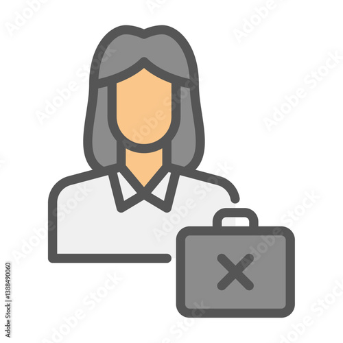 unemployment filled outline icon. jobless woman avatar color line illustration.