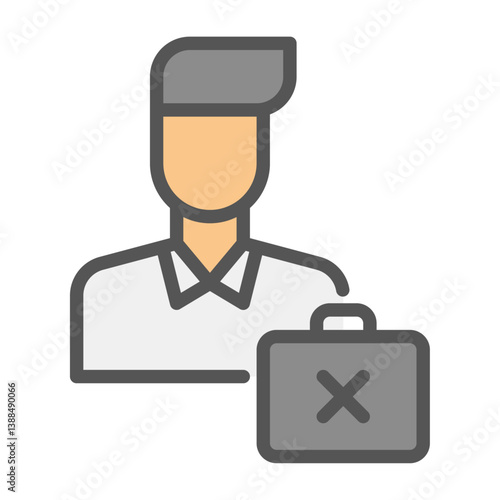 unemployment filled outline icon. jobless man avatar color line illustration.