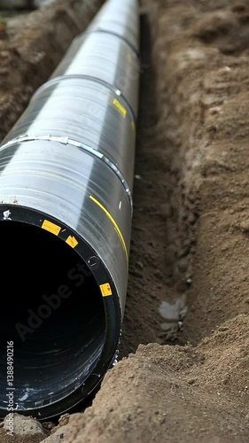 Wallpaper Mural New underground pipeline installation in an excavation area near a construction site Torontodigital.ca