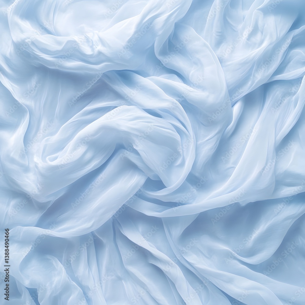 Obraz premium Draped Light Blue Silk Fabric Texture Background
