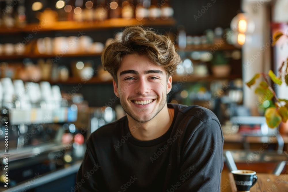 Portrait of a smiling young Caucasian man in a coffee shop Portrait of a smiling young Caucasian man in a coffee shop