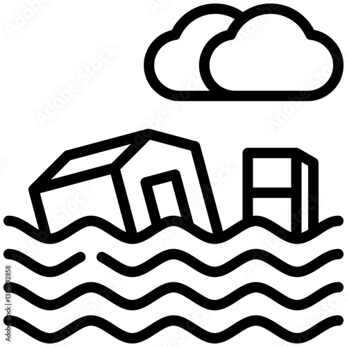 Floods icon for business risk, website, application, printing, document, poster design, etc