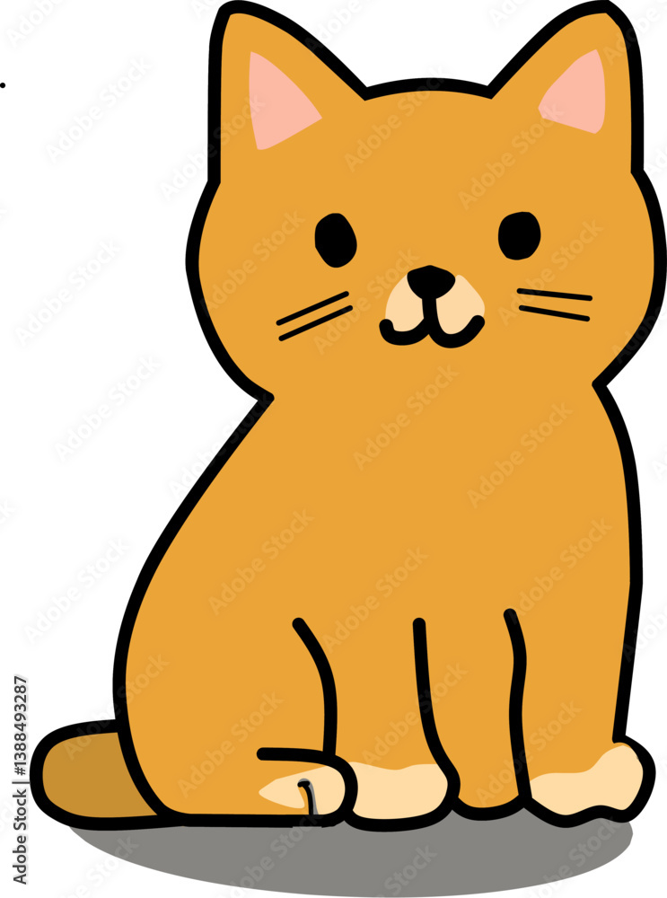 Cute Sitting Cat Vector Illustration – Hand-Drawn Style for Stickers, Icons, and More Cute Sitting Cat Vector Illustration – Hand-Drawn Style for Stickers, Icons, and More