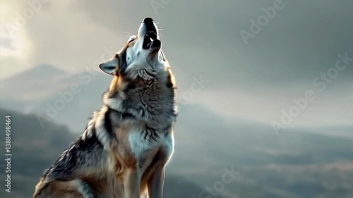 A Wolf Howling On The Hilltop