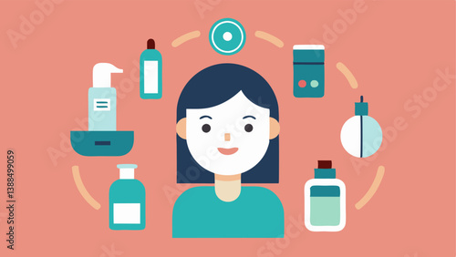MultiStep Regimen An illustration displaying a skincare routine that includes the device alongside creams and serums highlighting its role in a comprehensive skincare approach.