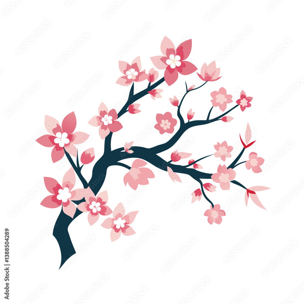 Fototapeta premium Sakura branch pattern vector art illustration 