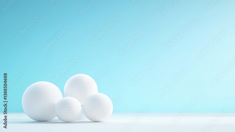 White Spheres Minimalist Group, Smooth Matte Finish, Soft Lighting, Low Angle Shot, Subtle Shadows, Resting Calmly, Light Blue Background, Serene Peaceful Mood, Ideal for Website Design White Spheres Minimalist Group, Smooth Matte Finish, Soft Lighting, Low Angle Shot, Subtle Shadows, Resting Calmly, Light Blue Background, Serene Peaceful Mood, Ideal for Website Design