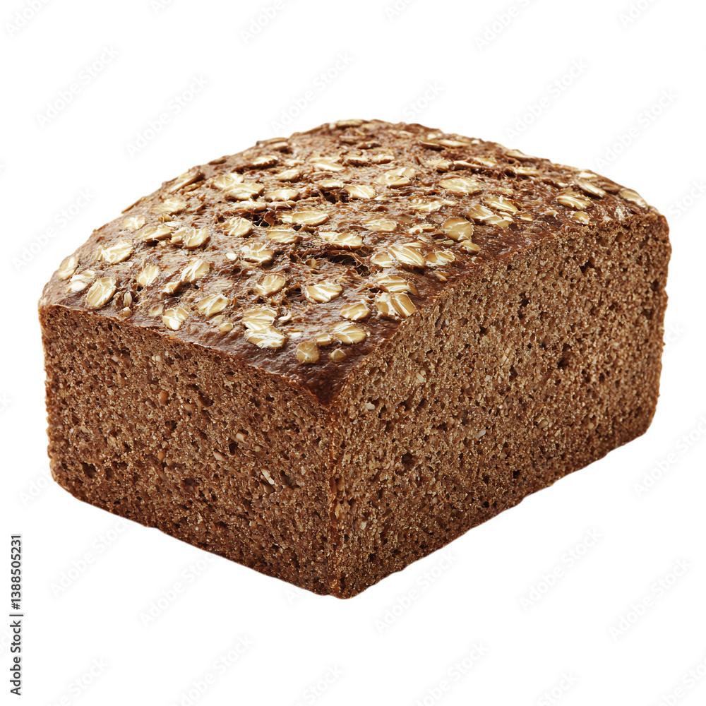 A Hearty Loaf of Spelt Bread with Oats on Top Isolated on Transparent Background A Hearty Loaf of Spelt Bread with Oats on Top Isolated on Transparent Background