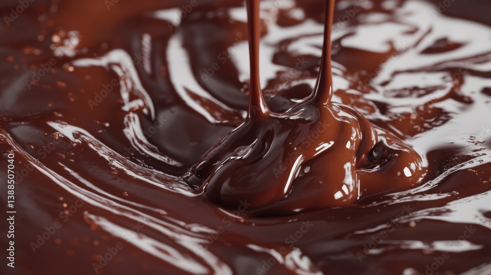 Dark brown chocolate syrup drizzling in close-up Dark brown chocolate syrup drizzling in close-up