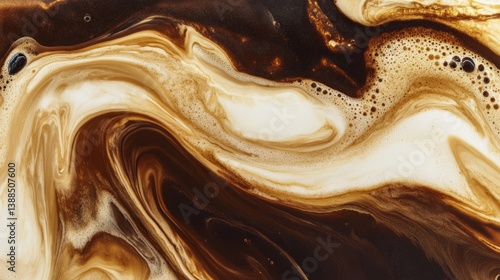 Coffee texture. Rich brown coffee crema swirling in close-up