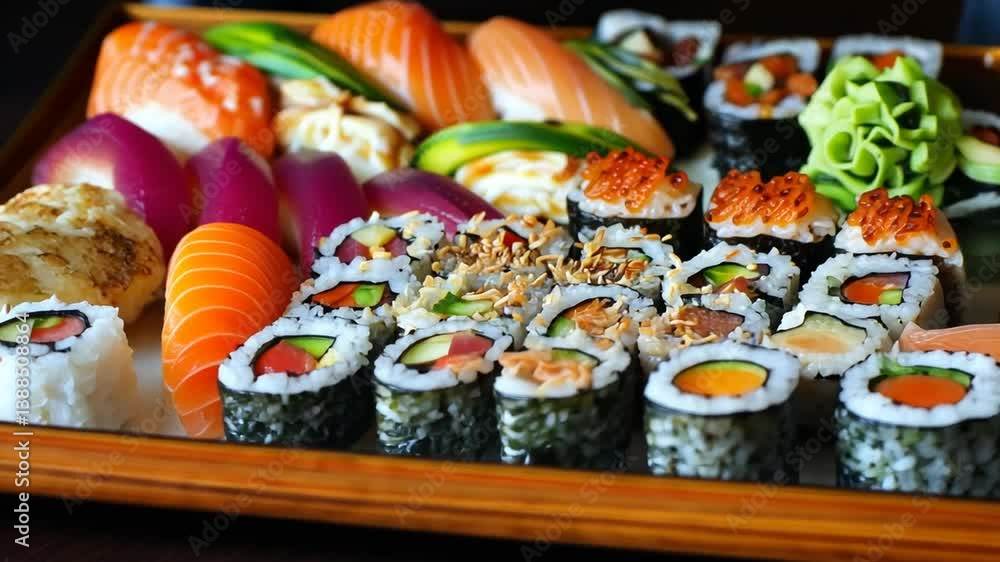 Delicious Sushi Platter Featuring Fresh Salmon, Tuna, and California Rolls Assortment Delicious Sushi Platter Featuring Fresh Salmon, Tuna, and California Rolls Assortment