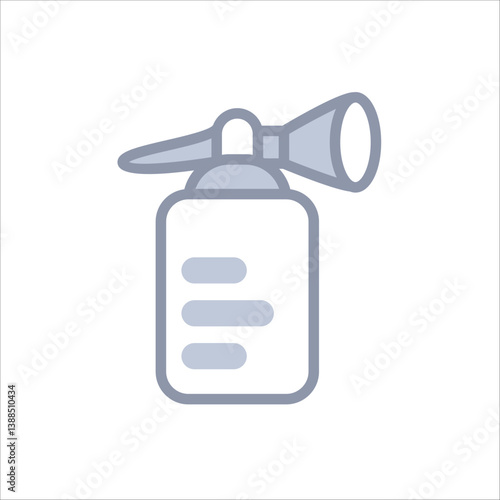 A sleek greyscale breast pump icon symbolizing breastfeeding support and maternal care.