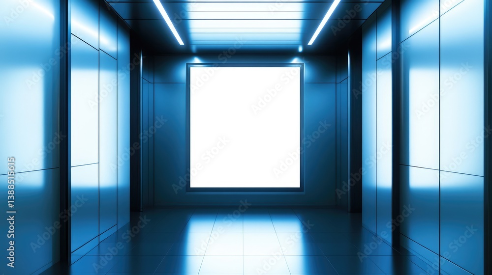 Digital touchscreen display in a futuristic elevator panel, high-tech building interface with room for content