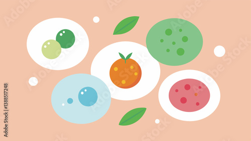 Natural Ingredients Exosomes depicted as small bubbles infused with natural elements like leaves and fruits representing their derived origins and benefits for the skin.