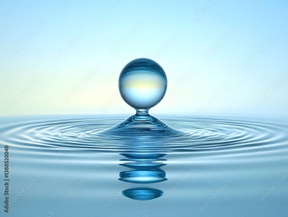 Stunning Water Droplet Impacting Calm Surface Ripples Abstract Background Stunning Water Droplet Impacting Calm Surface Ripples Abstract Background