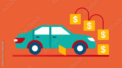 Cost of Car Loans An illustration of a car with price tags depicting how increased interest rates lead to higher monthly payments for auto loans.