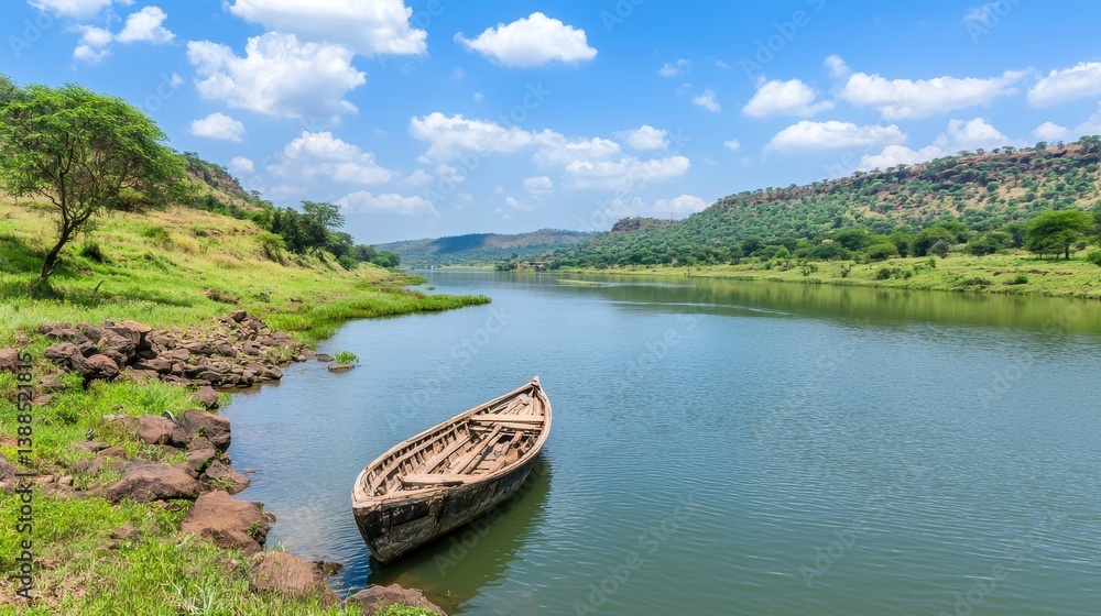 Fototapeta premium Tranquil River Landscape View