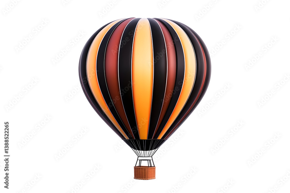 Naklejka premium 3D Illustration Of Orange And Black Hot Air Balloon Isolated On Black