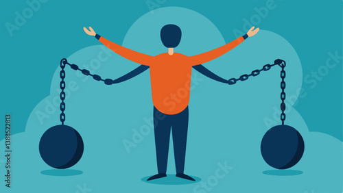 Juggling Chains An individual is juggling chains that are labeled fear and insecurity instead of balls emphasizing how they manage to hold on to negative feelings rather than