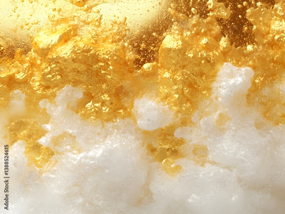 Abstract Gold and White Foam Texture: Luxurious Golden Bubbles Background Abstract Gold and White Foam Texture: Luxurious Golden Bubbles Background