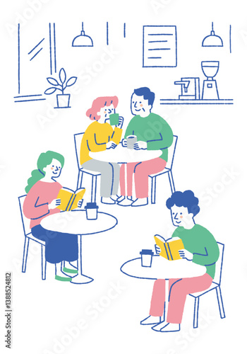 Set of people in the cafe_color