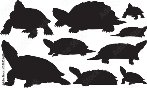 Alligator Snapping Turtle Silhouette – Minimal Vector Illustration on White Background