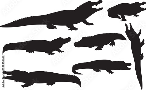 Alligator Silhouette – Minimal Vector Illustration on White Background