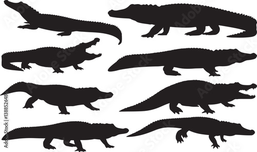 American Alligator Silhouette – Minimal Vector Illustration on White Background