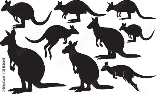 Australian Wallaby Silhouettes