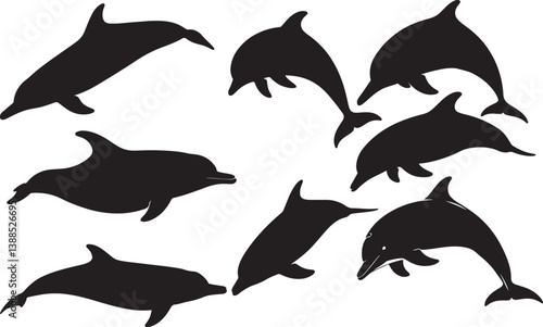 Baiji Dolphin Silhouettes
