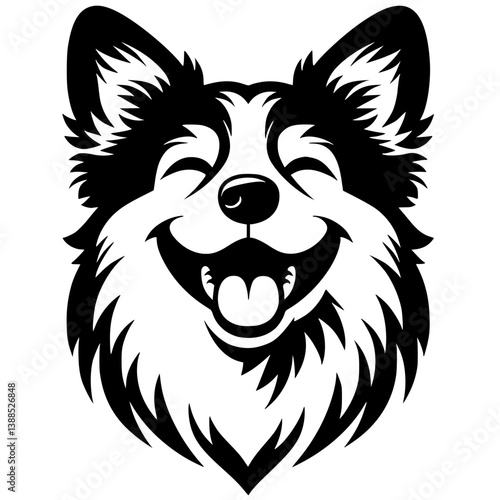Silhouette of a laughing corgi