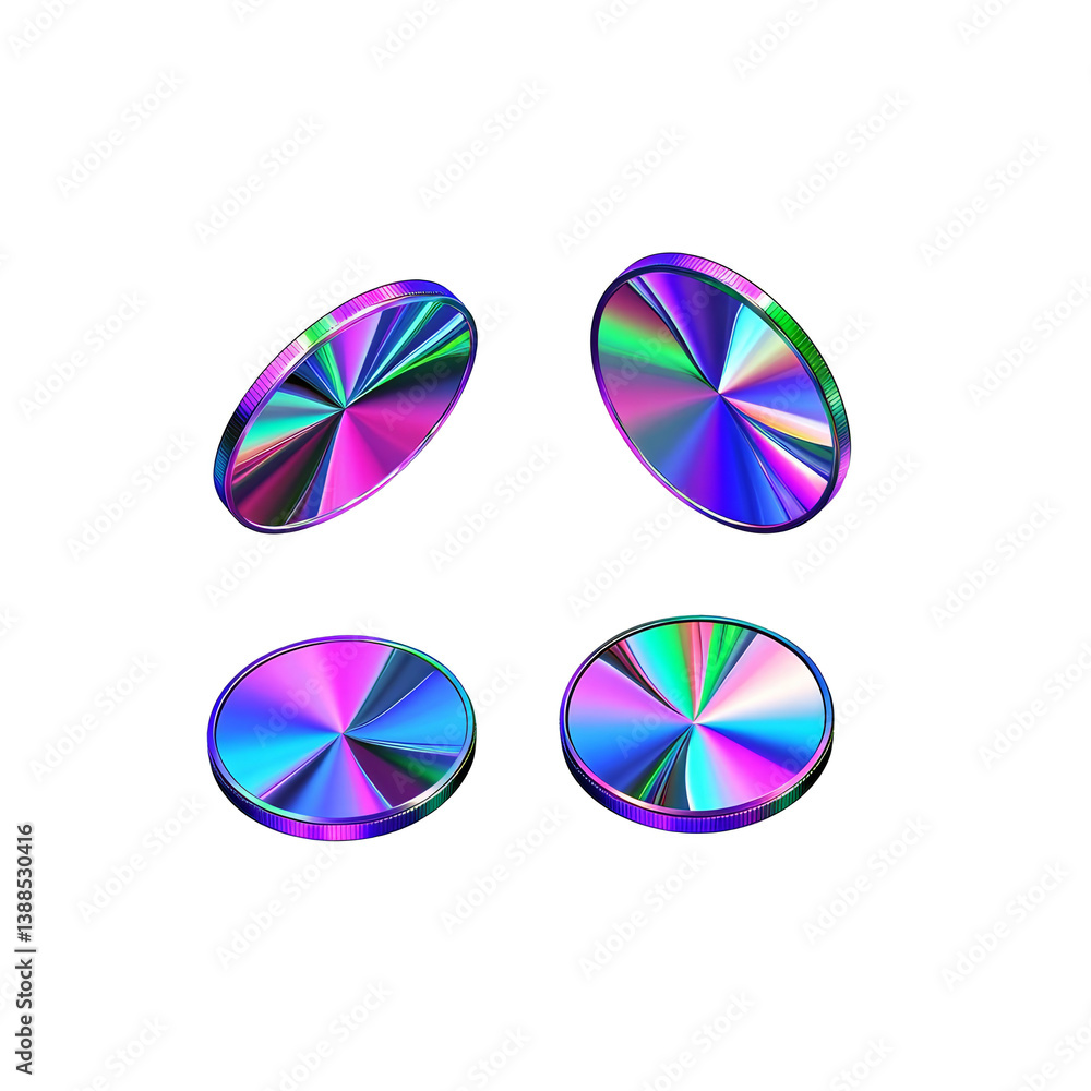 Obraz premium Abstract 3D Iridescent Shapes on Transparent Background with Color Design